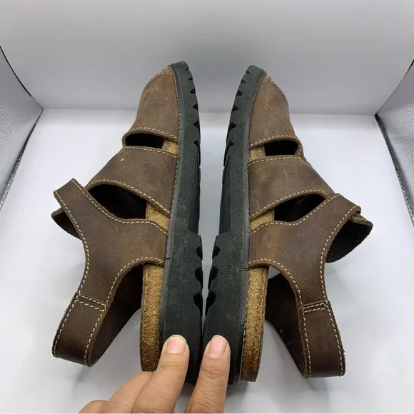 NAOT vintage fishermen open toe grandma core size 9-9.5 brown leather slingback - Picture 3 of 8